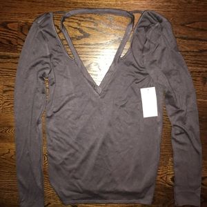 Grey long sleeve strappy shirt